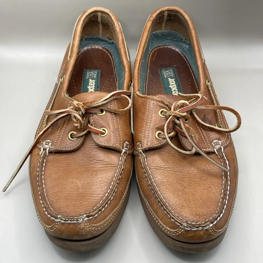 DEXTER Men's Brown Leather Boat Shoes Lace Up Casual Size 11 M 904648